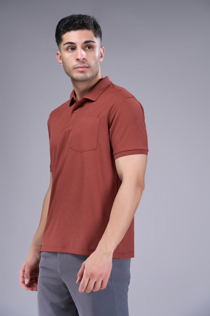 Copper - Structure Knit Pocket Polo