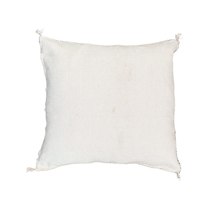 Artisanal Handmade Moroccan embroidered cactus silk sabra pillow handwoven white