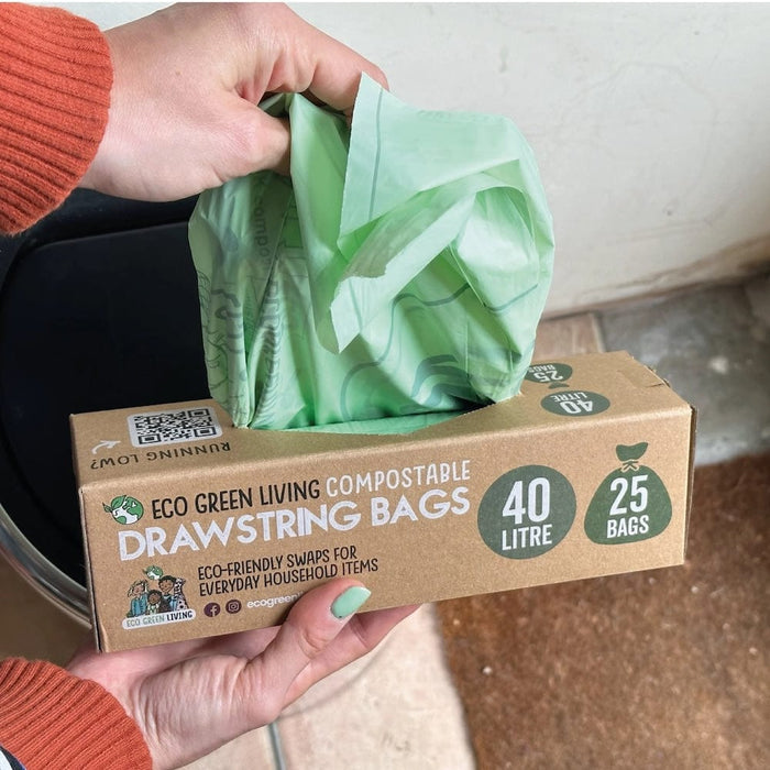 Drawstring Compostable Waste Bin Bags - 40L &Keep