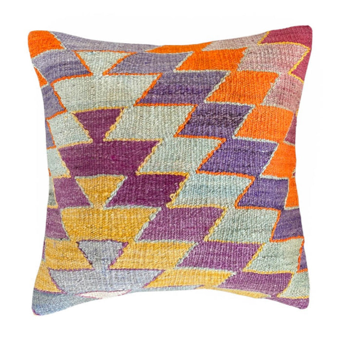 traditional Handmade Turkish kilim pillow cover made with vintage rugs 16x16 stripe