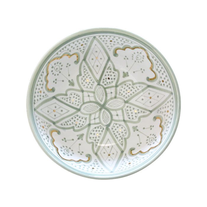handmade light green patterned motif moroccan salad bowl