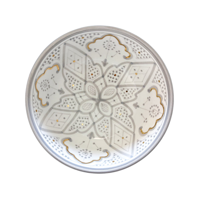 handmade gray patterned motif moroccan salad bowl
