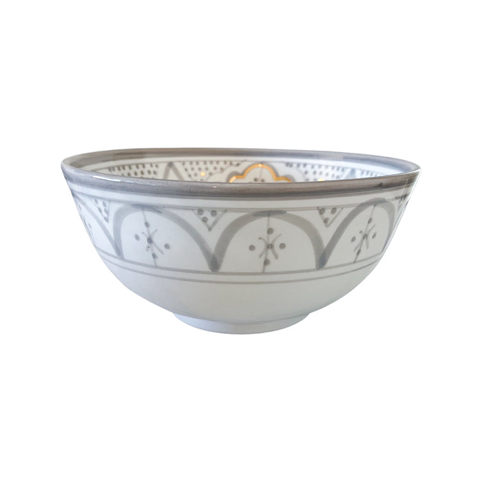 handmade gray patterned motif moroccan salad bowl