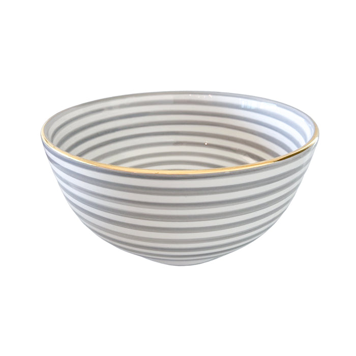 handmade gray striped moroccan salad bowl