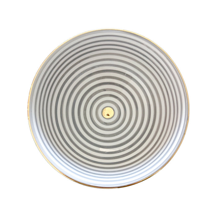 handmade gray striped moroccan salad bowl