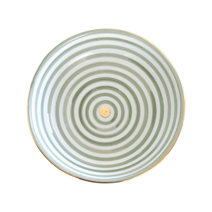 light green striped handmade moroccan shallow bowl