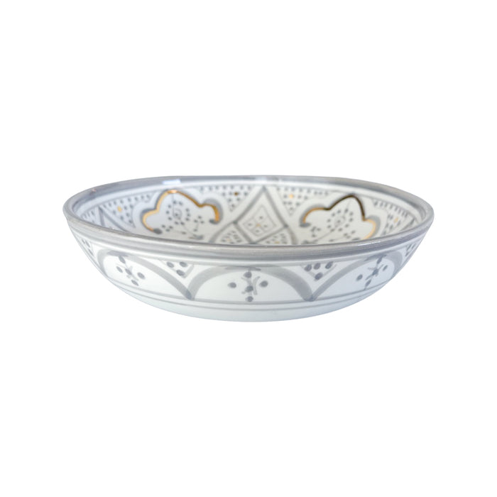 gray motif pattern moroccan shallow bowl