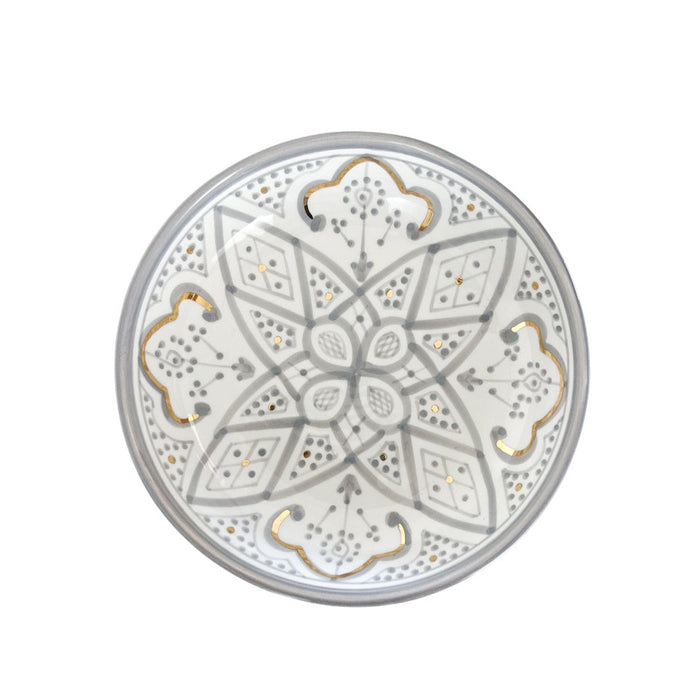 gray motif pattern moroccan shallow bowl