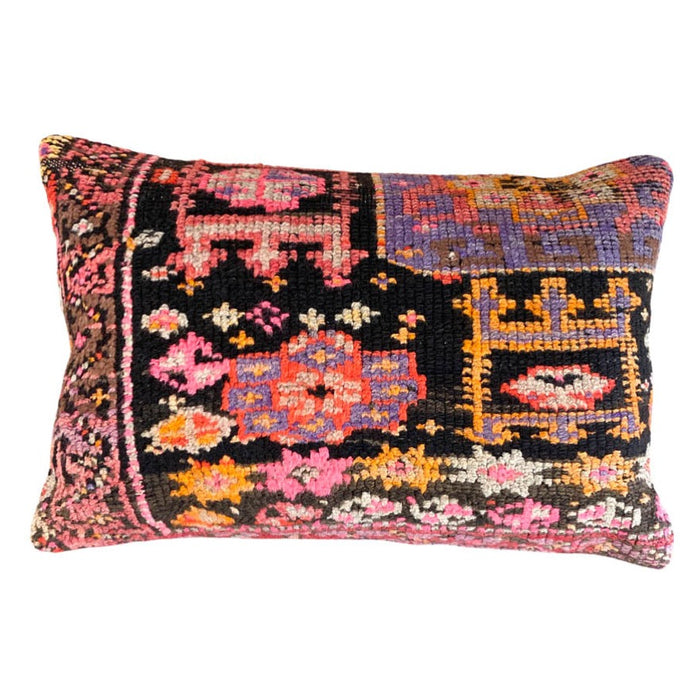 Handmade traditional Turkish oushak pillow cover made with vintage rugs 16x24 scandanavian eclectic boho decor