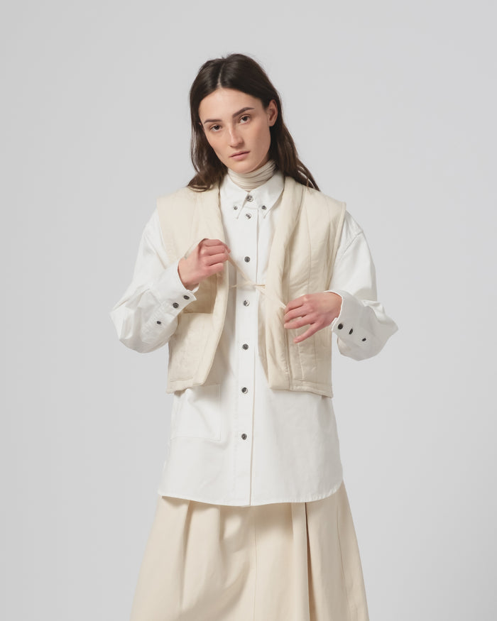 G.o.D Cork Vest Quilted Cotton Ecru