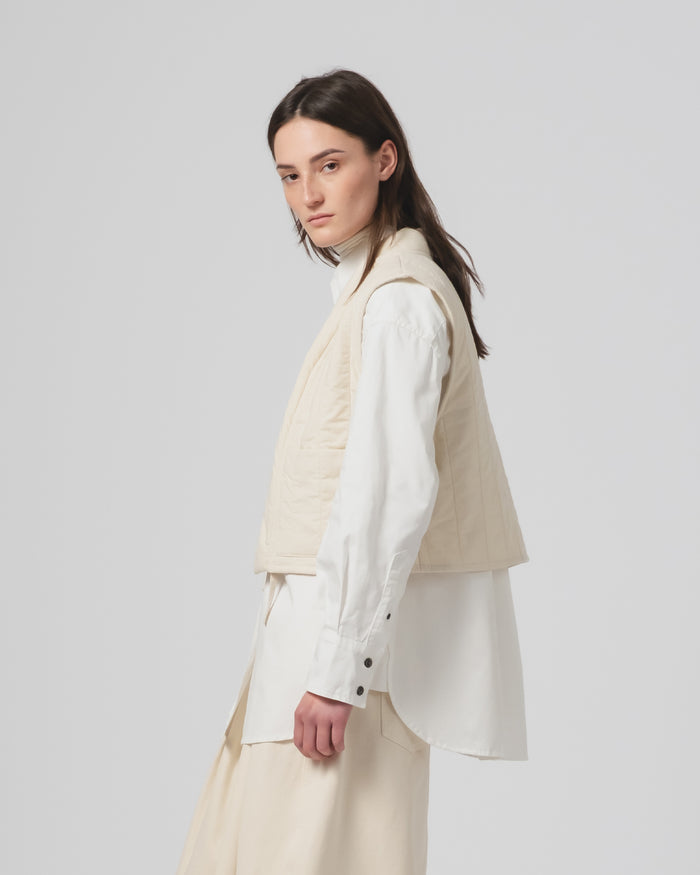 G.o.D Cork Vest Quilted Cotton Ecru