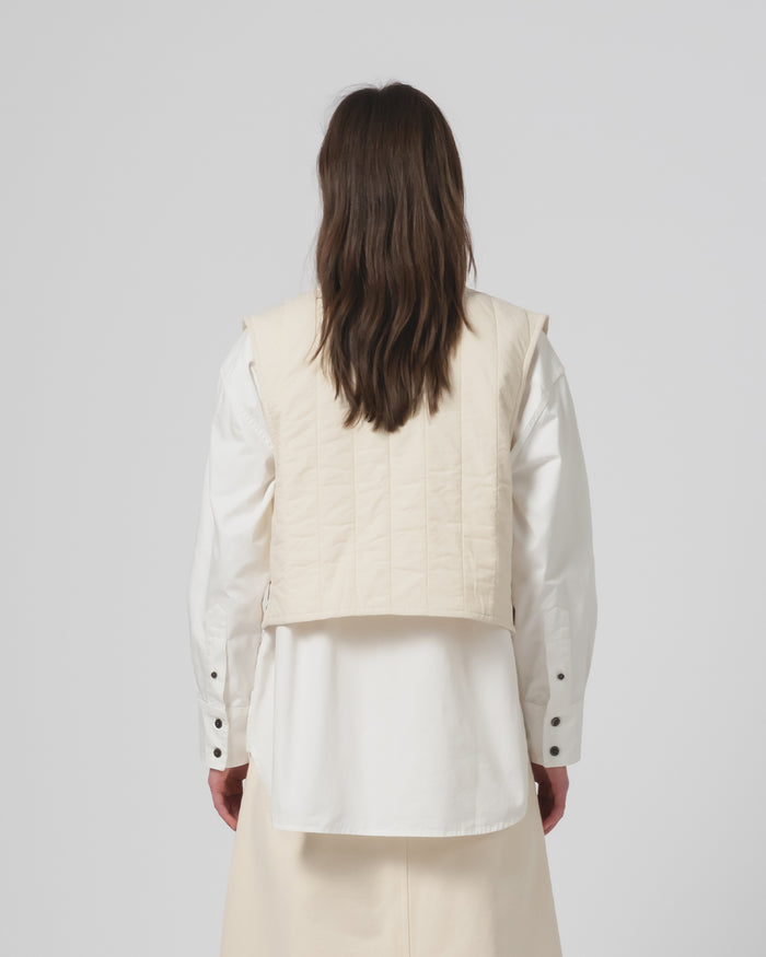 G.o.D Cork Vest Quilted Cotton Ecru