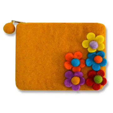 Golden 5 Side Flower Zip Purses
