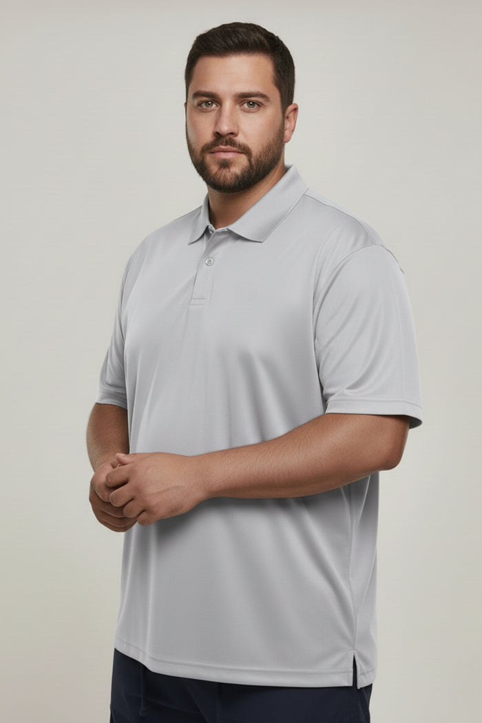 Grey - Smart Tech Polo Plus Size