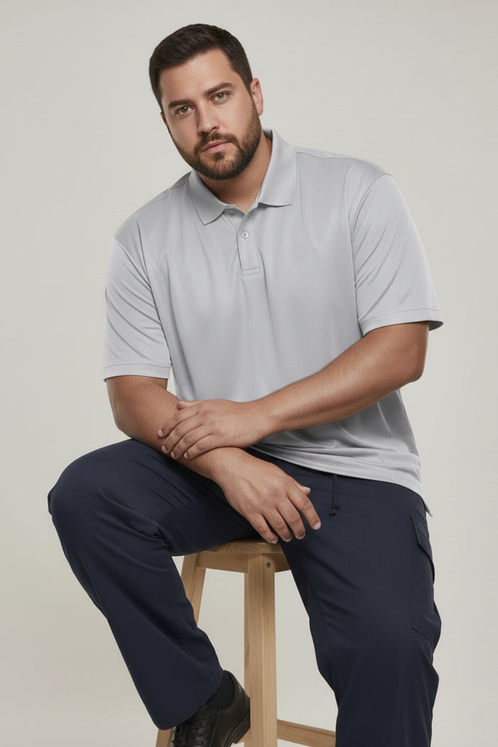 Grey - Smart Tech Polo Plus Size
