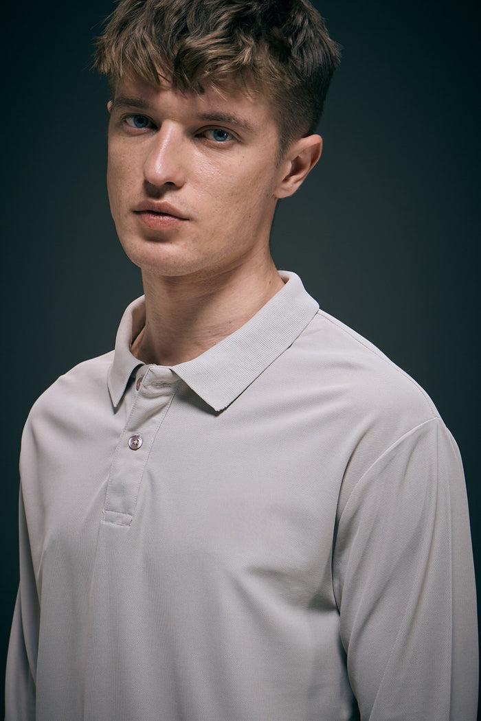 Grey Full Sleeve Smart Tech Polo