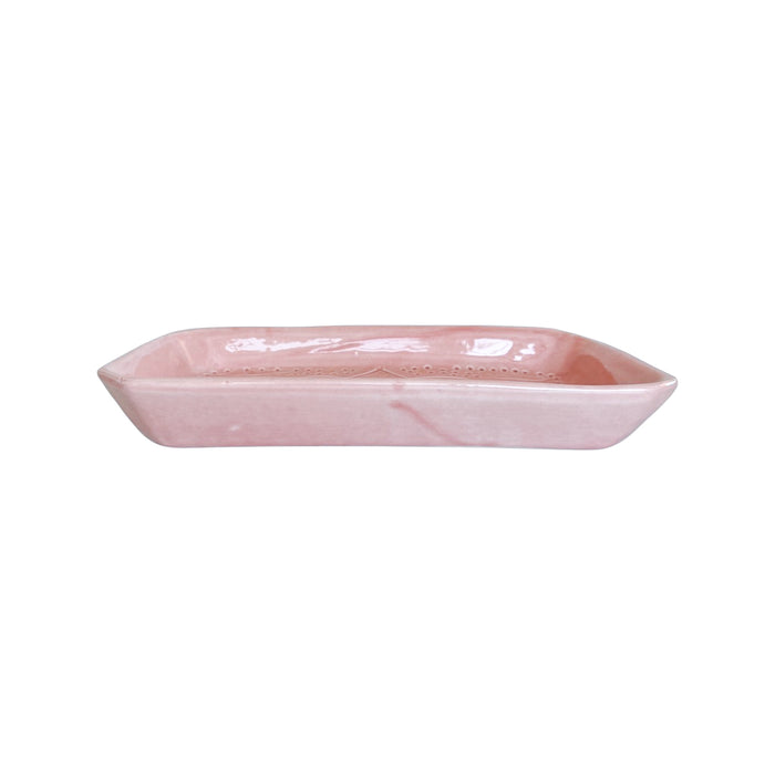 light pink and gold small moroccan etched tray