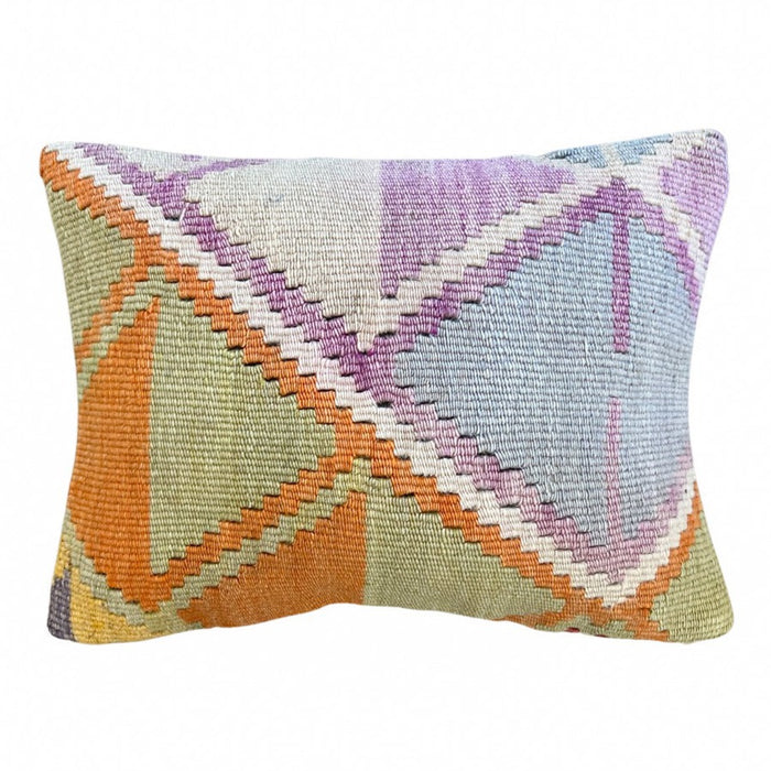 howdy Handmade Turkish kilim pillow cover made with vintage rugs 9x12 pastel