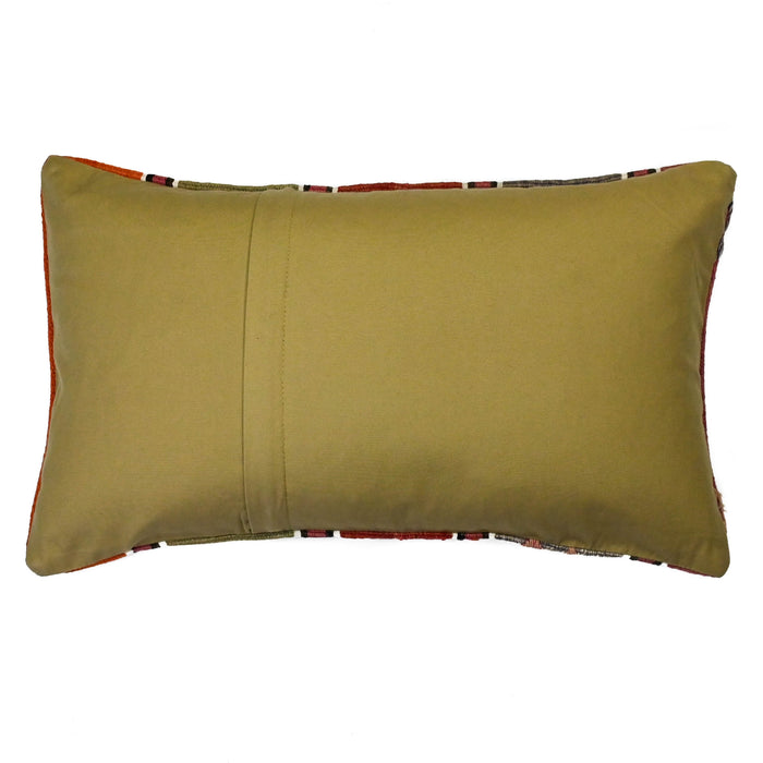 Hirrah Handmade traditional Turkish kilim pillow cover made with vintage rugs 12x20 striped greenpink purple