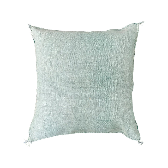 Artisanal Handmade Moroccan embroidered cactus silk sabra pillow handwoven blue turquoise aqua