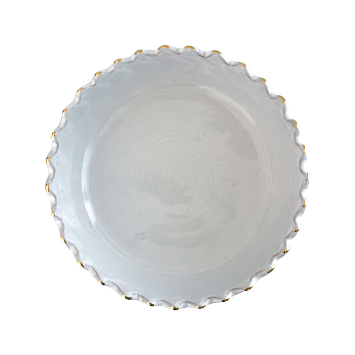 moroccan white scalloped ceramic bowl
