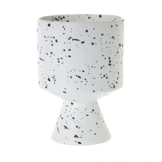 large black and white speckled contemporary vase pot