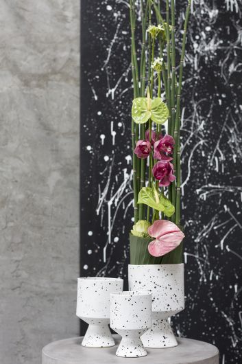 black and white speckled contemporary vase pot