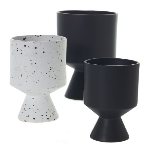 black and white speckled contemporary vase pot