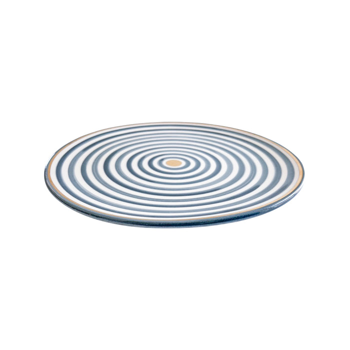 blue striped handmade moroccan plate with gold detail