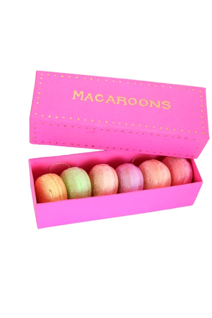 paper mache macaroon christmas ornaments in decorative box