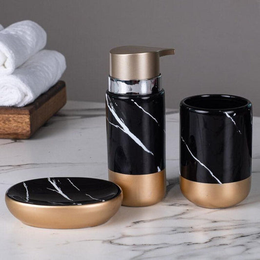 Marble Finish Design Ceramic Bath Set - 3pcs