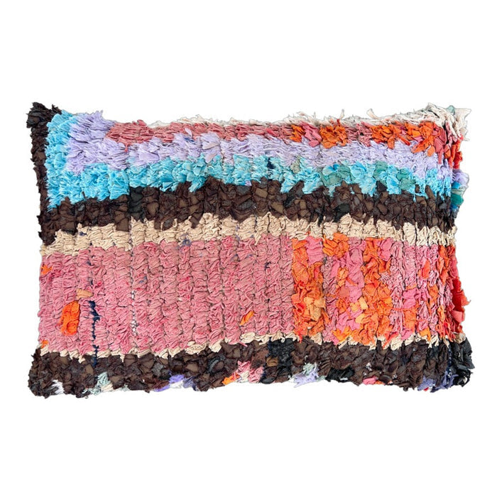 Marcy Moroccan Boucherite Berber Lumbar Pillow pink brown blue