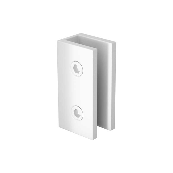 Matt White Fixed Frameless Shower Screen Panel with Wall Brackets - Image 2