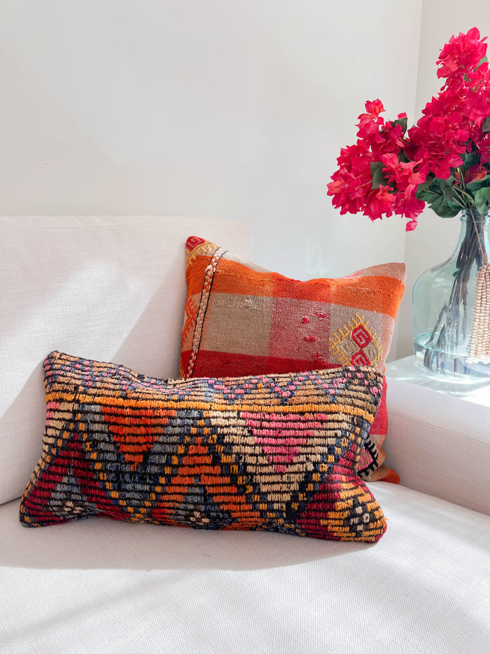 Maya Lumbar Kilim Pillow (10x20)