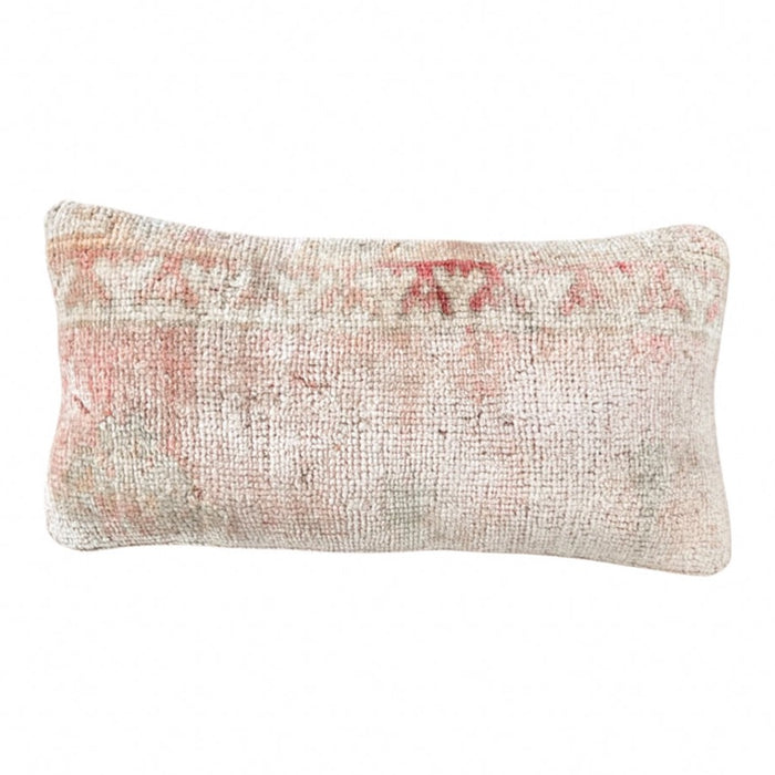 Handmade traditional Turkish oushak pillow cover made with vintage rugs 8x16 pastel