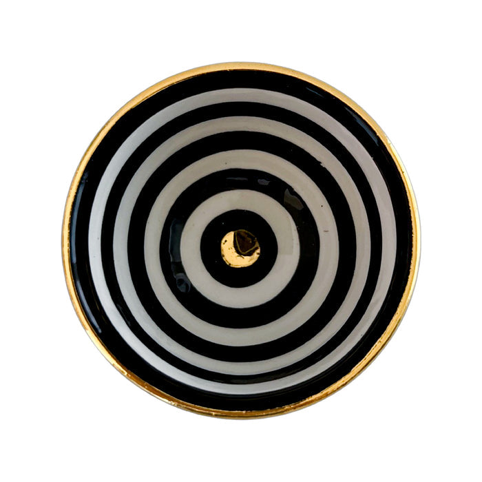 black striped moroccan mini trinket dish or sauce bowl