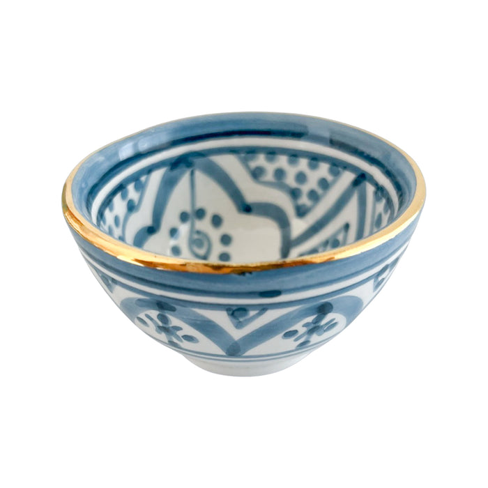 blue pattern motif moroccan trinket dish, mini sauce bowl