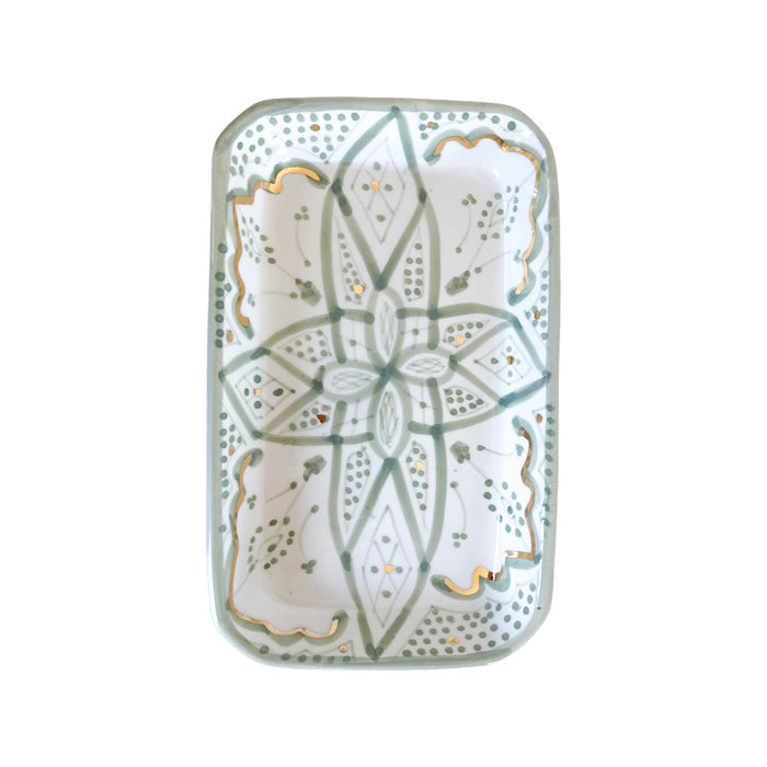 handmade Moroccan light green pattern motif tray