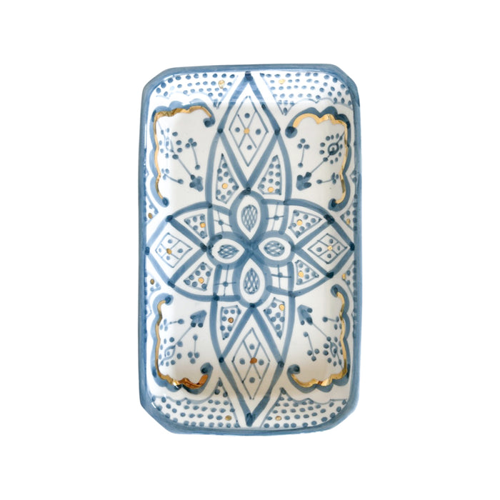 handmade Moroccan blue pattern motif tray