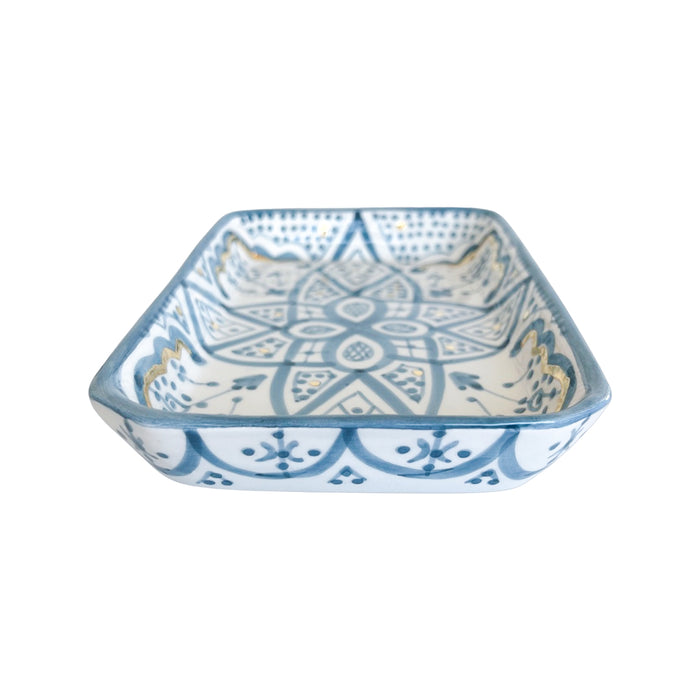 handmade Moroccan blue pattern motif tray