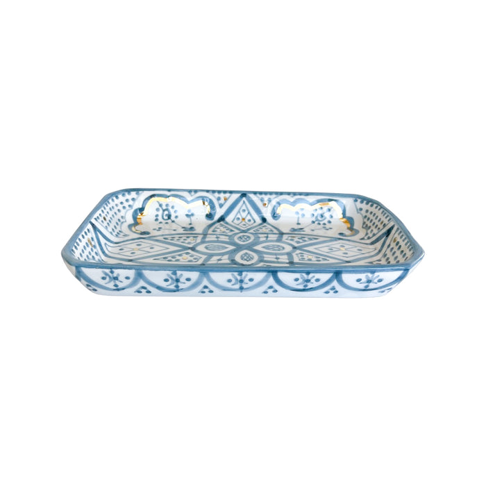 handmade Moroccan blue pattern motif tray