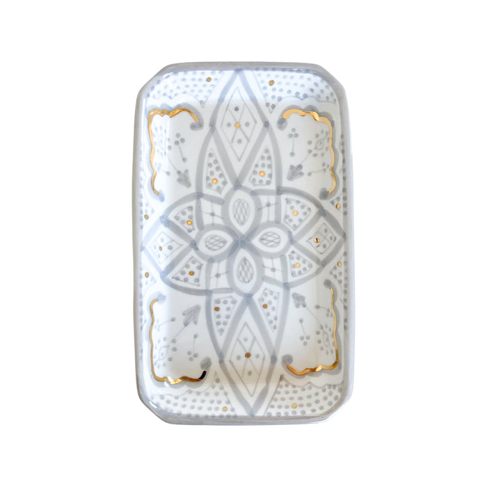 handmade Moroccan gray pattern motif tray