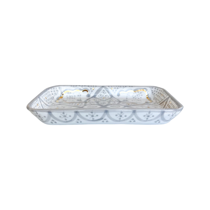handmade Moroccan gray pattern motif tray