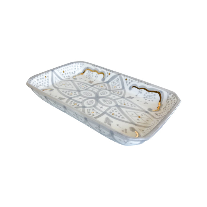 handmade Moroccan gray pattern motif tray