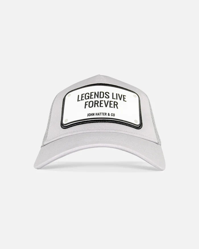 Men JOHN HATTER & CO Rubber Legends Live Forever Trucker Hat
