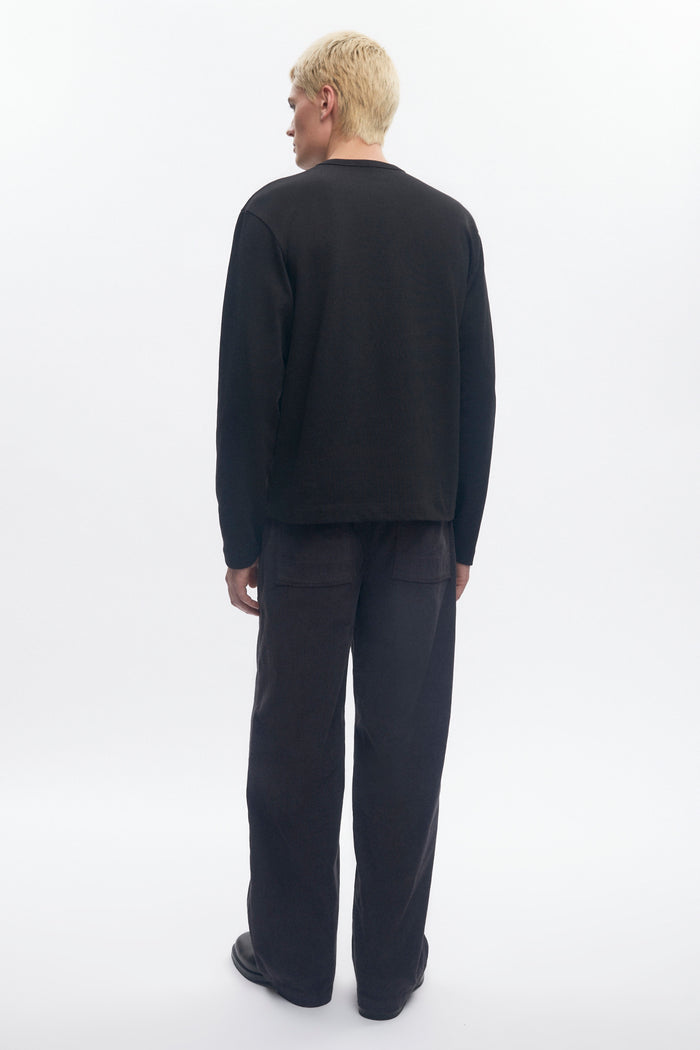 Men's Box Slub Longsleeve in Black