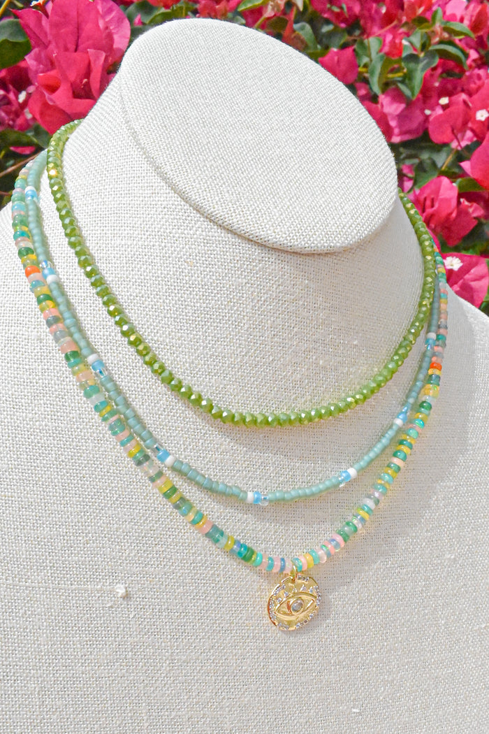 Mist Glass Beaded Necklace