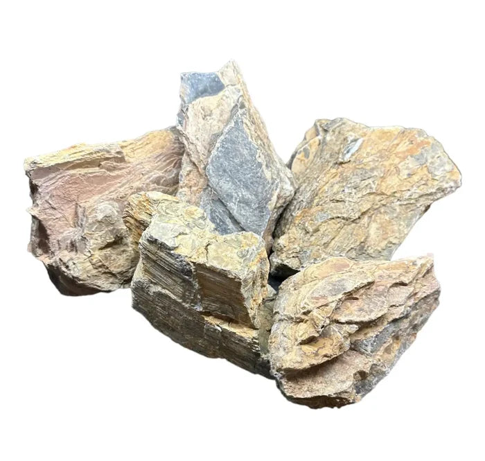 Moon Ring Rock: rough beige tan gray fragments with mineral striations