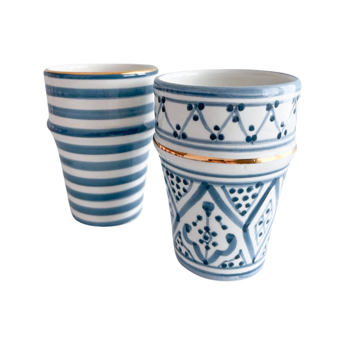 blue pattern motif ceramic moroccan tea cup