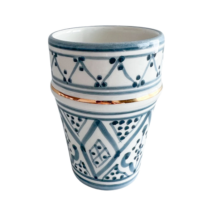 blue pattern motif ceramic moroccan tea cup